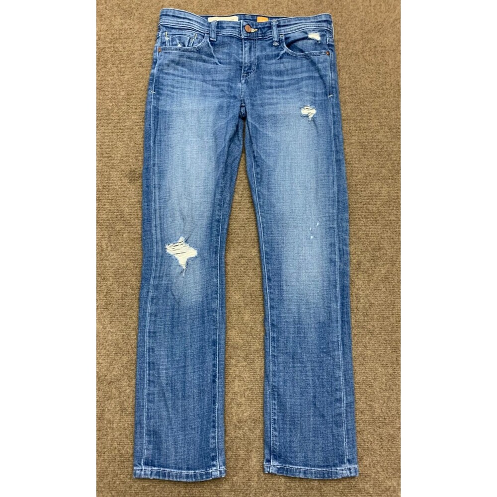 Anthropologie Pilcro Jeans Womens 27 Hyphen Low Rise Straight Distressed Denim